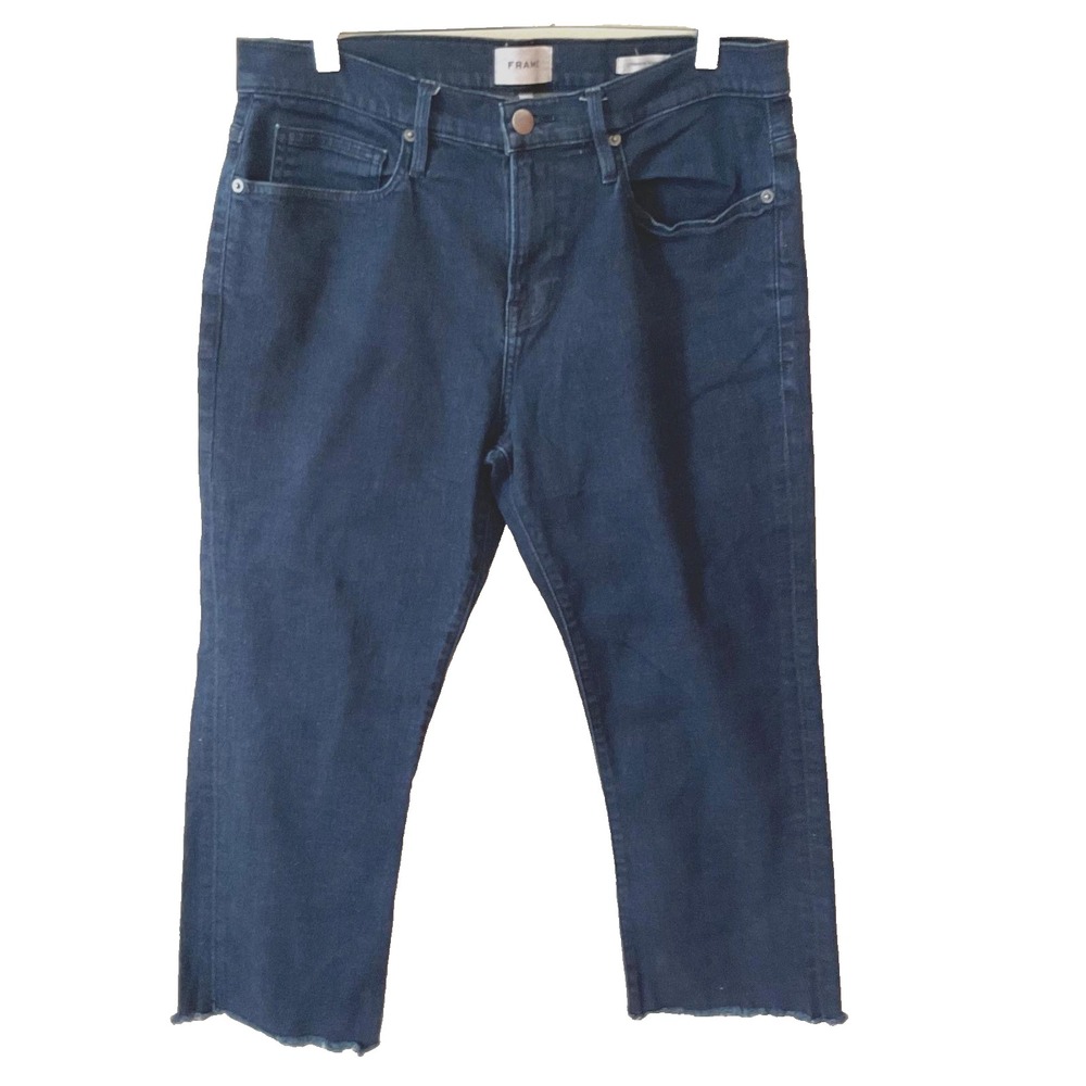 Frame dark-wash‎ frayed hem denim blue men's jeans size 34